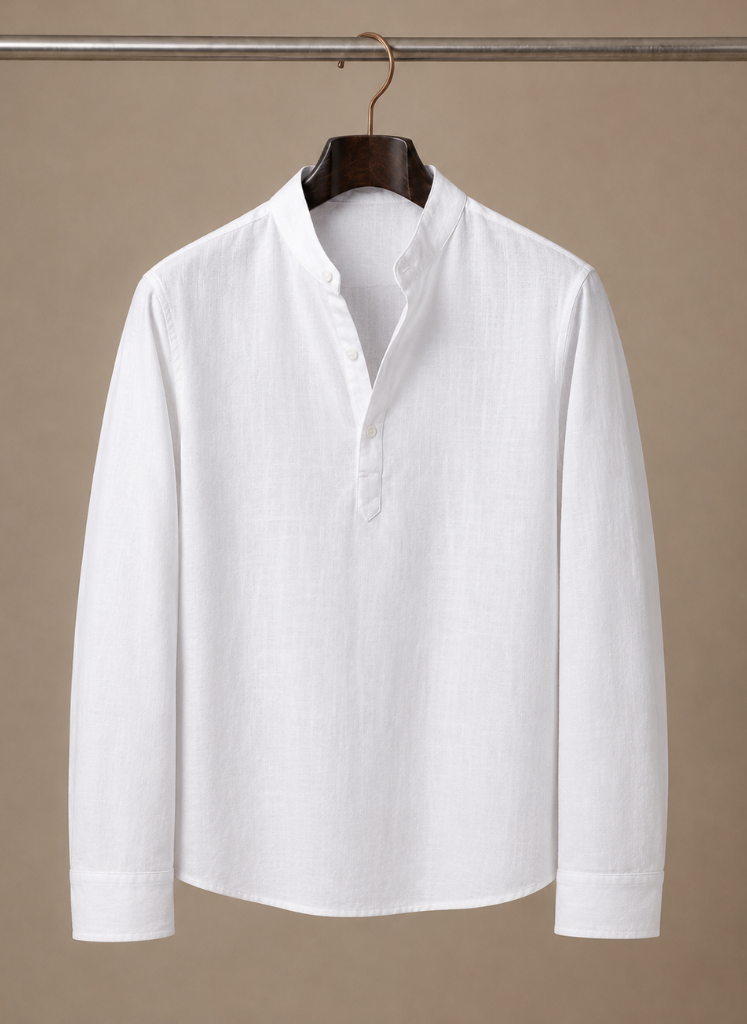Hercules Grandad Collar Linen Shirt