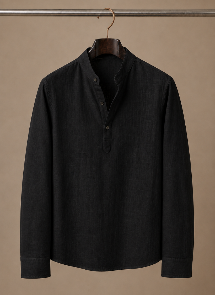 Hercules Grandad Collar Linen Shirt