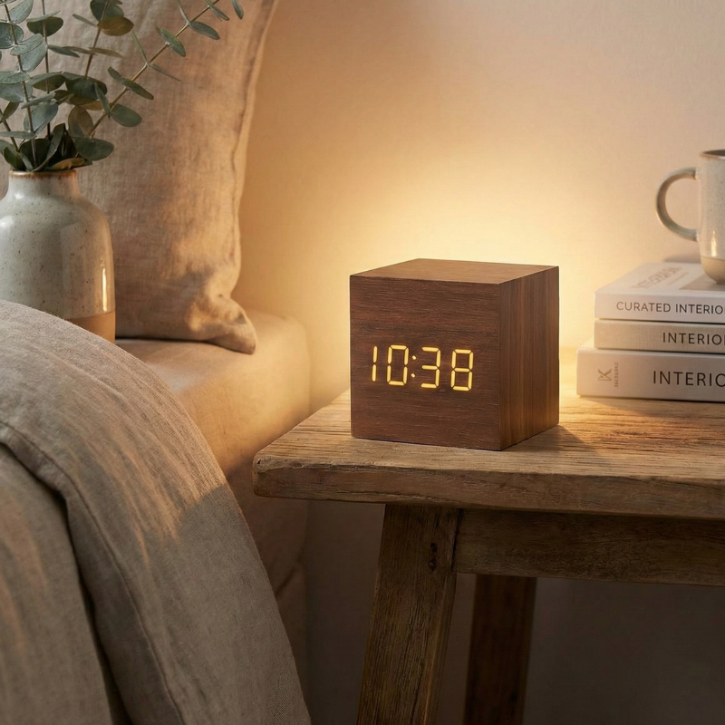 Sonoma Wood-Grain Alarm Clock