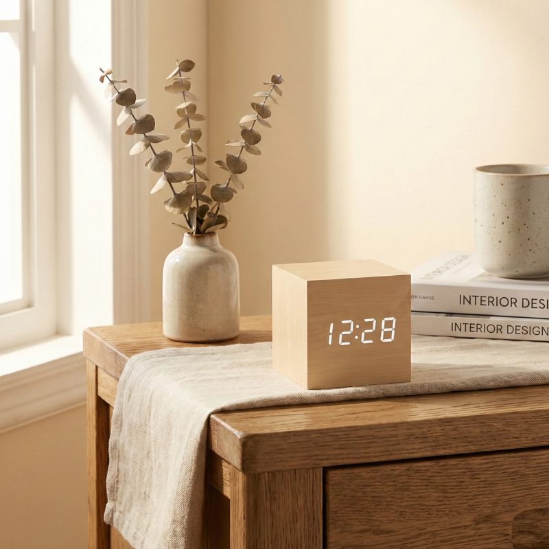 Sonoma Wood-Grain Alarm Clock
