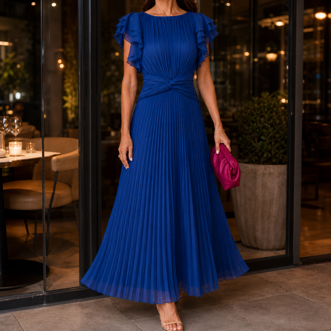 Elodie-Jane Pleated Dress - Blue