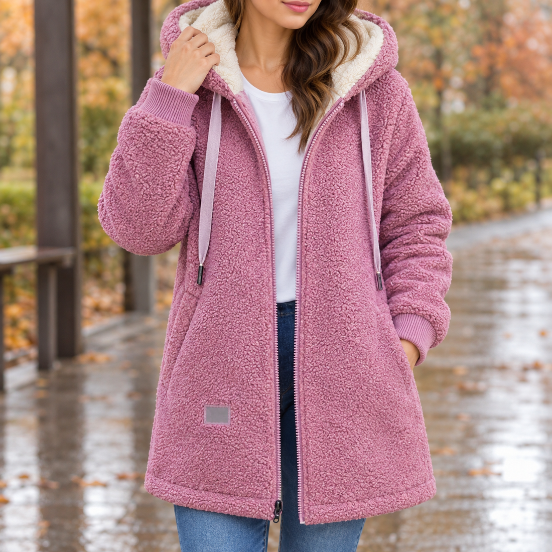 Catriona-Grace Hooded Fleece Jacket - Pink