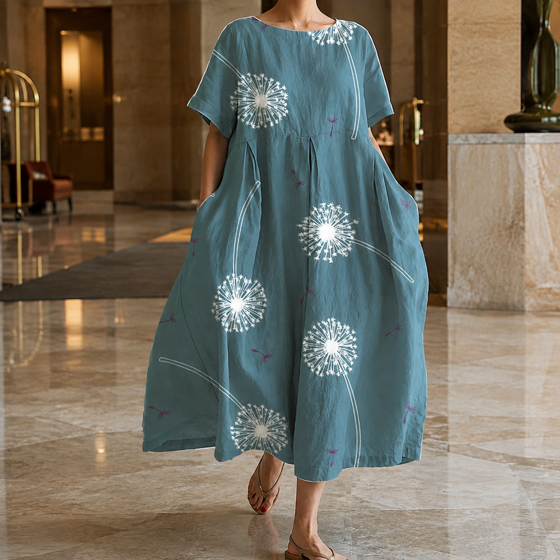 Bernadette-Sage Dandelion Midi Dress - Green