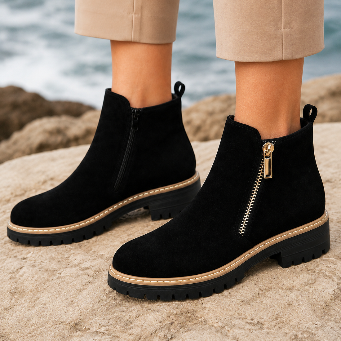 Neroni Zip Ankle Boots - Black