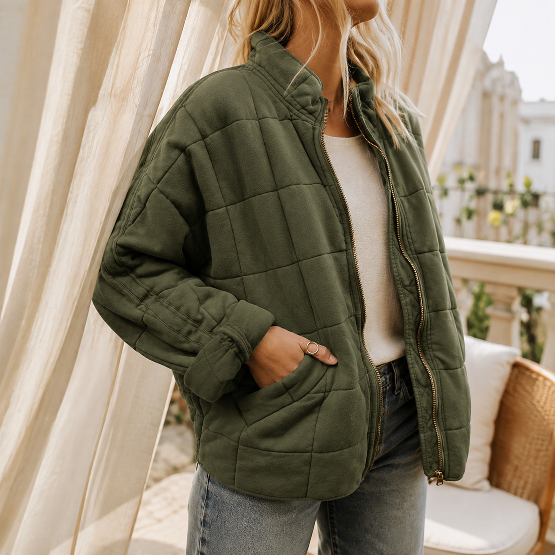 Emilia-Faye Quilted Jacket - Green