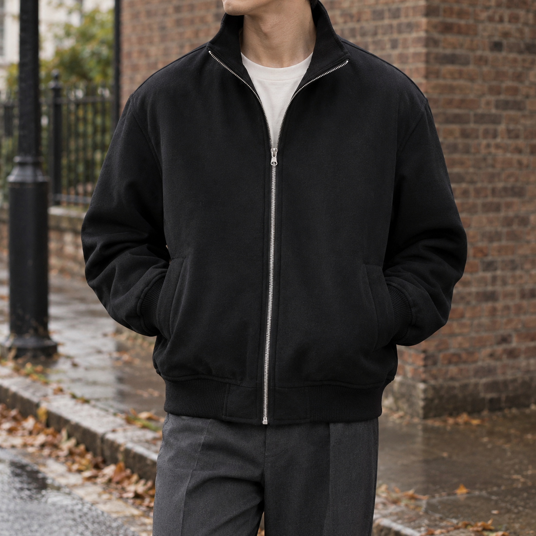 Colin-Miles Stand Collar Jacket - Black