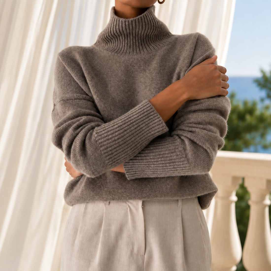 Edith Pullover Sweater - Taupe Brown