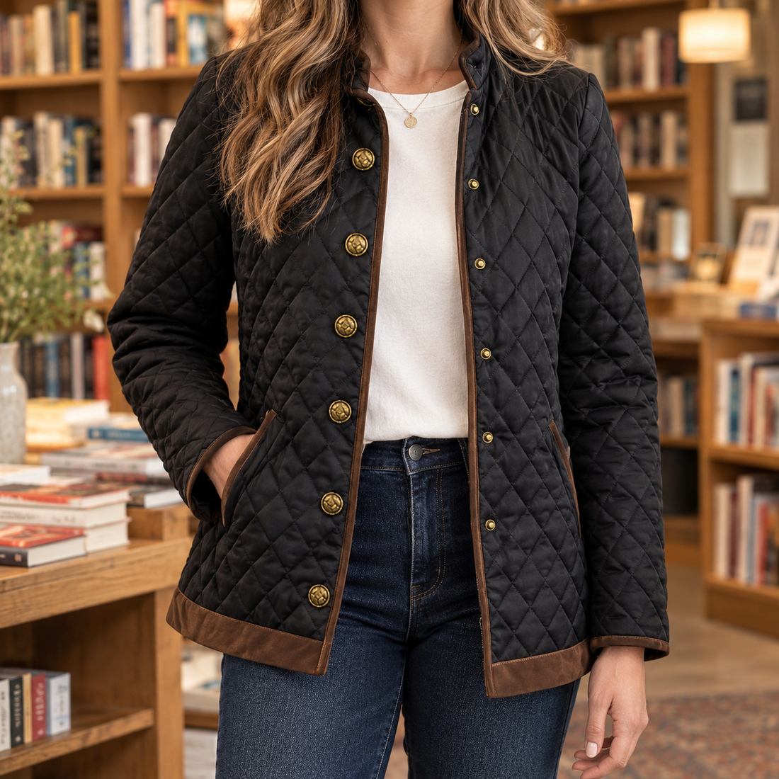Lavinia-Rose Diamond Quilted Jacket - Black