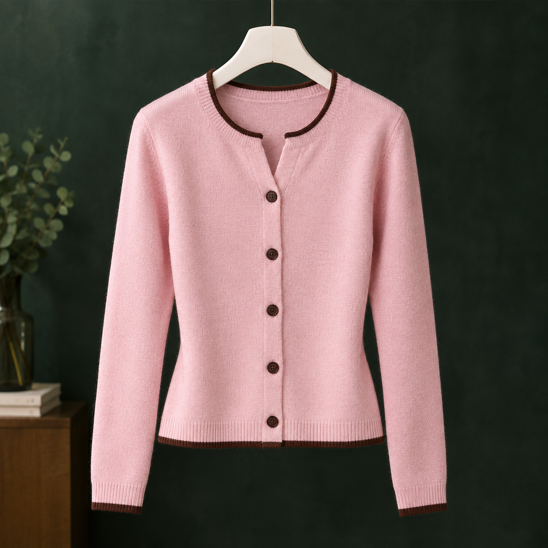 Michelle-June Contrast Cardigan - Pink