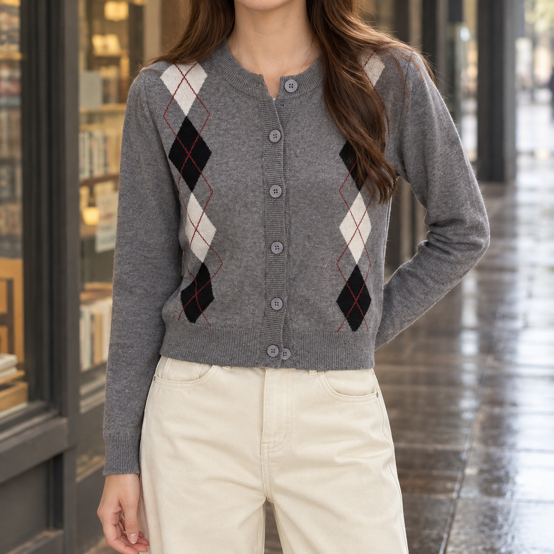 Audric-Scott Argyle Cardigan - Dark Gray