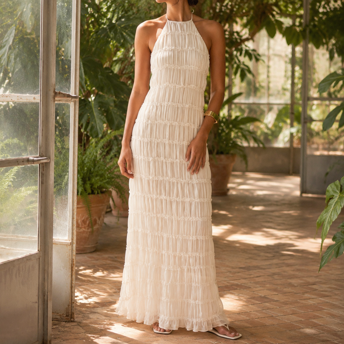 Amalia-June Halter Maxi Dress - Ivory