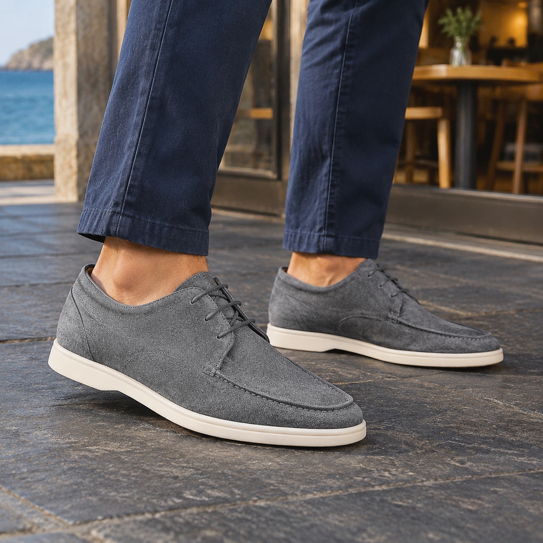 Zeno Apron Derby Shoes - Gray