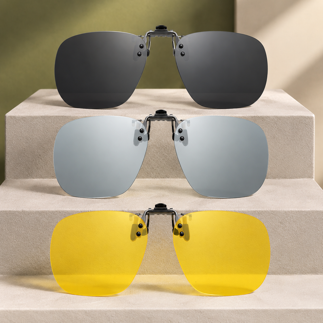 Boniface Clip-On Sunglasses - Oval-black Gray