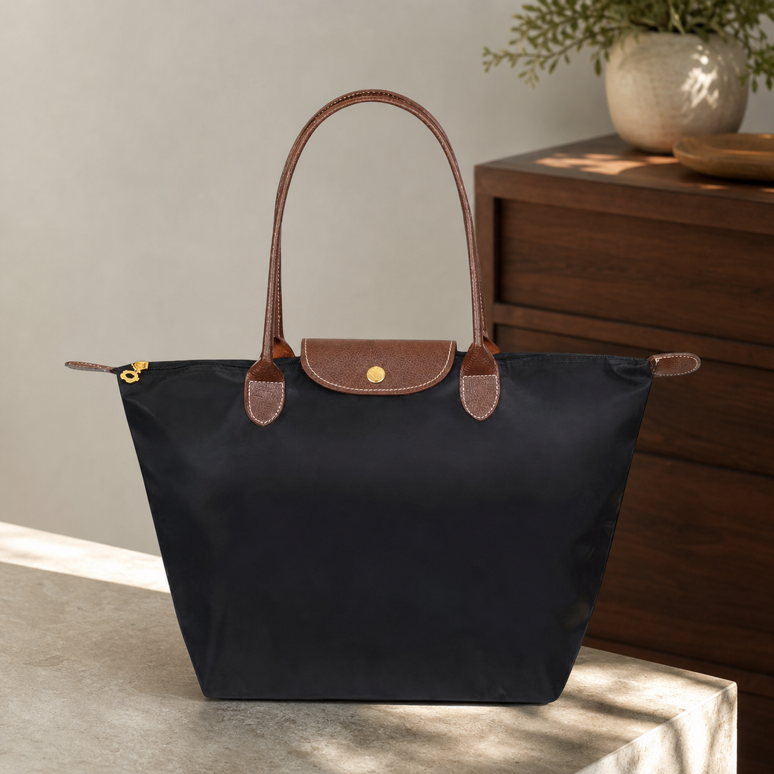 Lecce Zip Tote Bag - Black