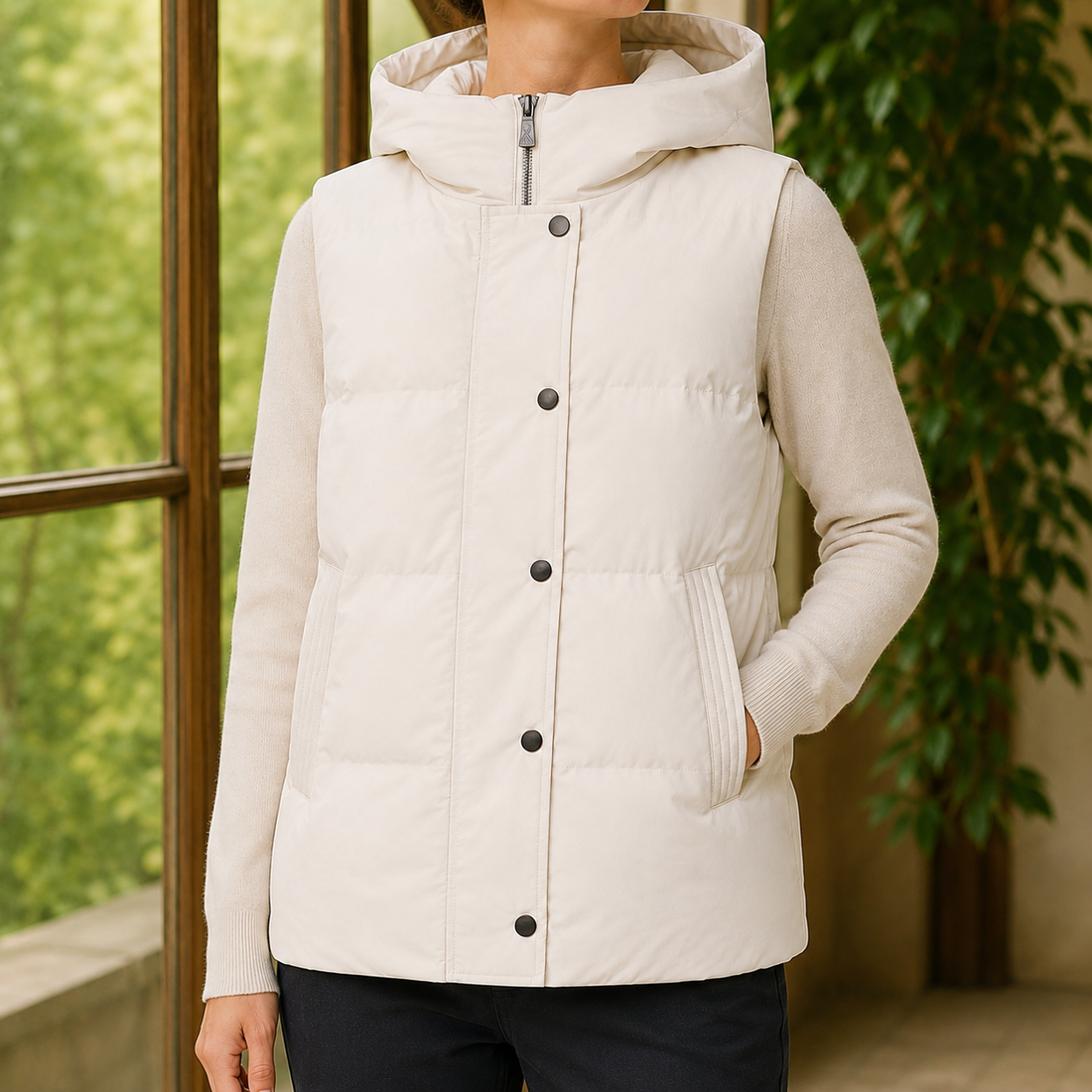 Mina-Claire Hooded Puffer Vest - Whitecap Gray
