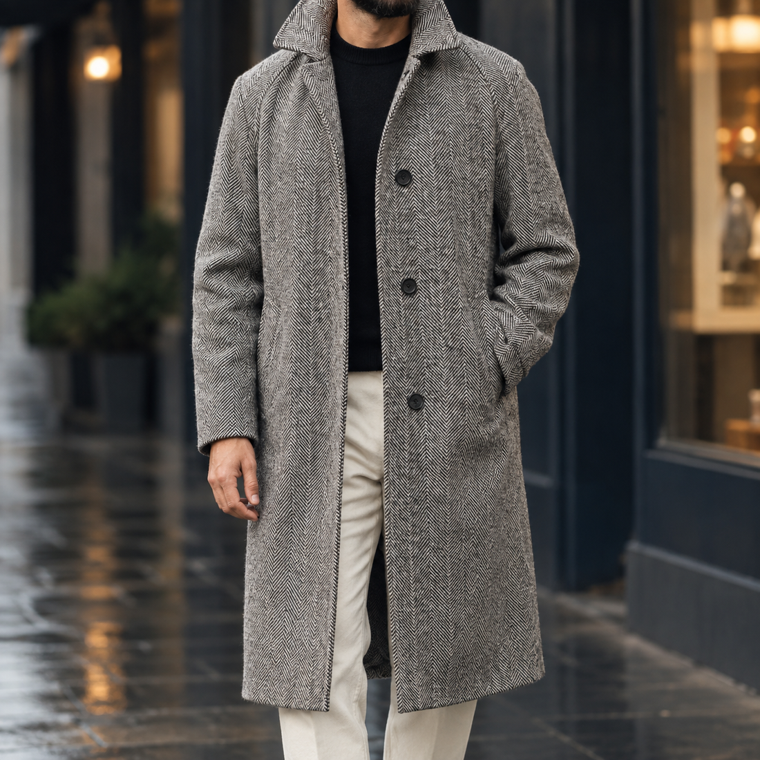 Brian-Lane Cashmere Overcoat - Dark Gray
