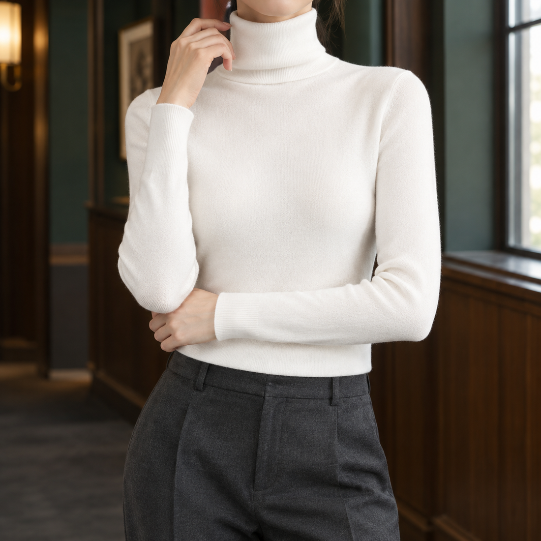 Giselle-Rae Turtleneck Sweater - White
