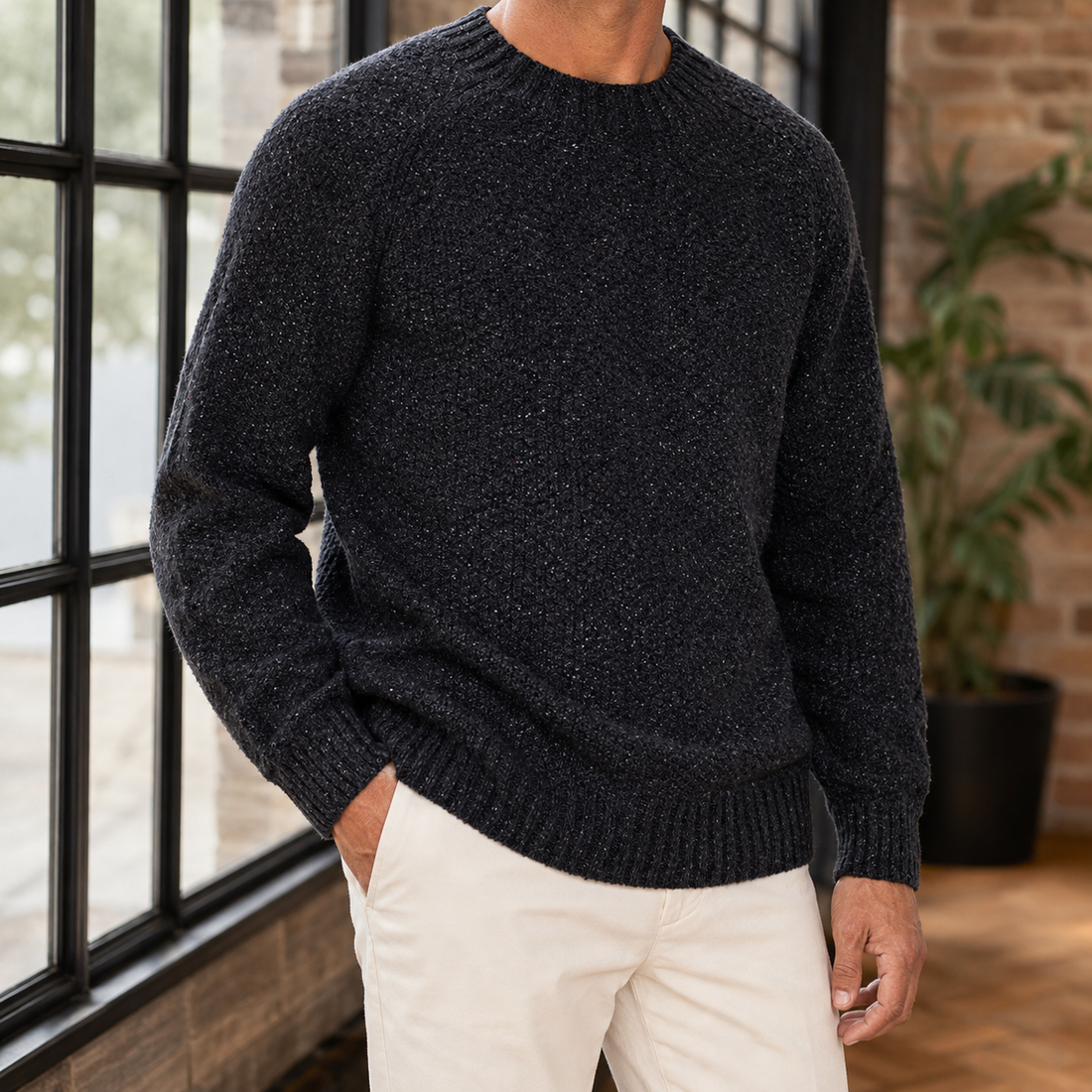 Tobias-Dean Recycled Cashmere Sweater - Charcoal