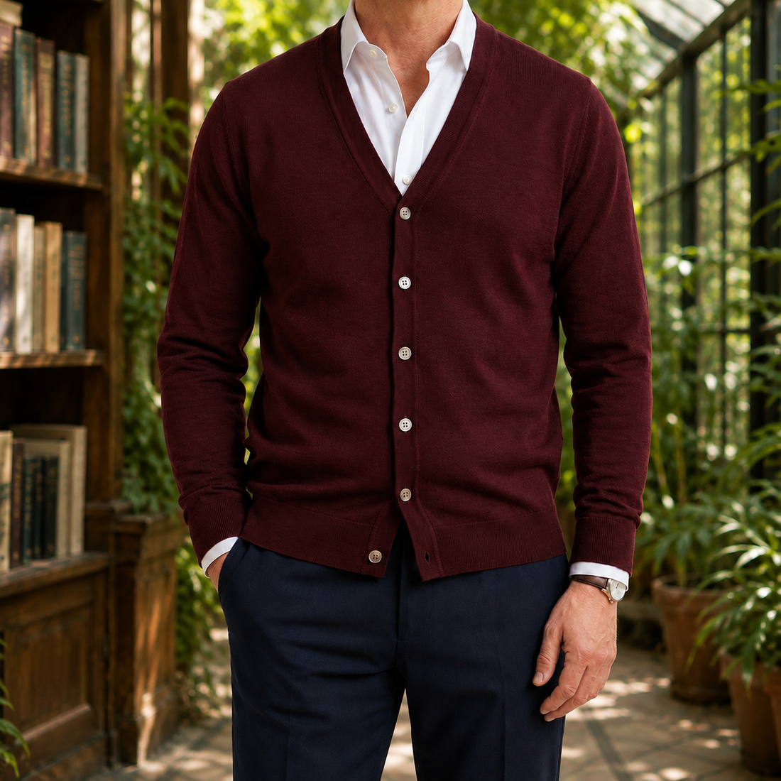 Pascal V Neck Sweater - Burgundy