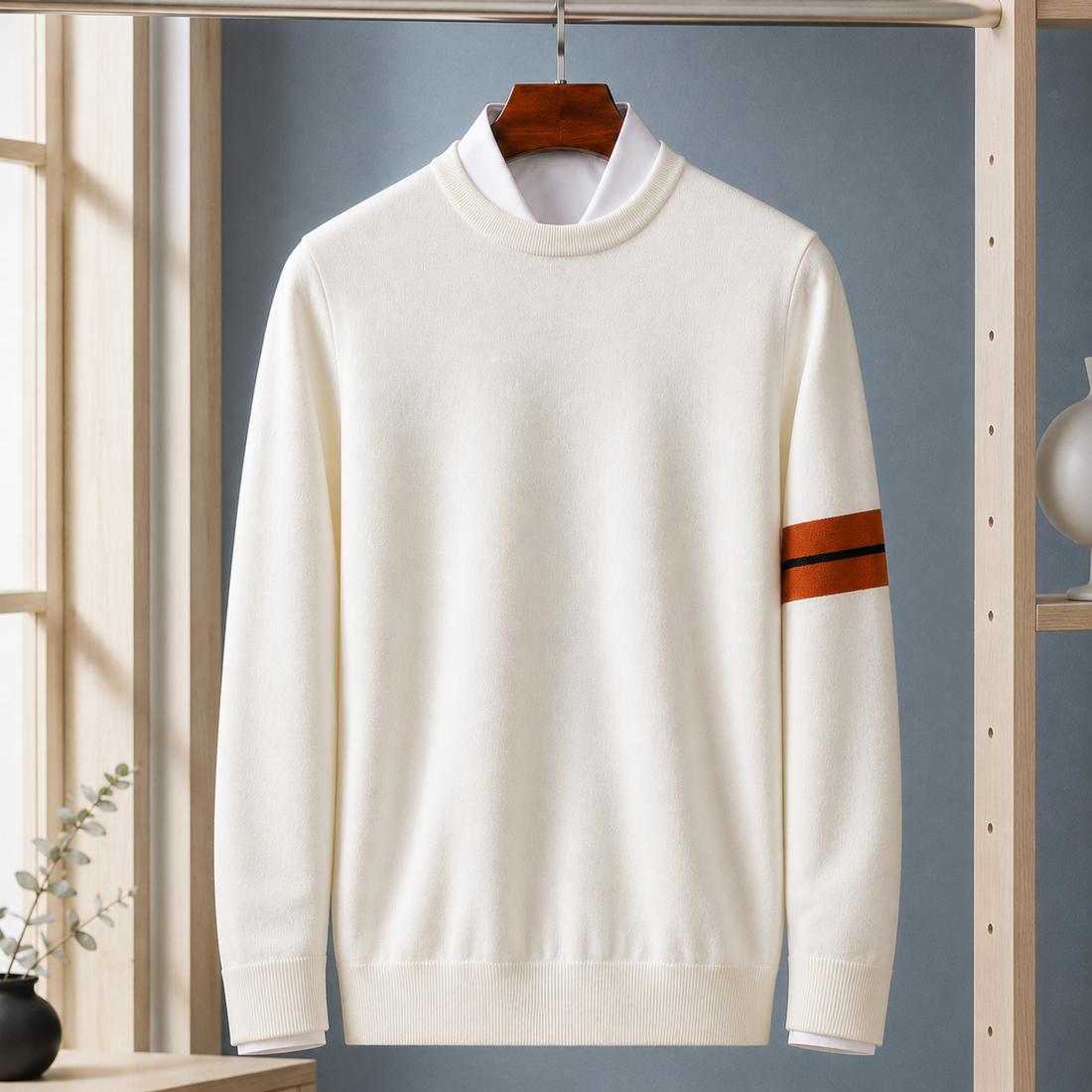 Cedric-Cole Crew Neck Sweater - White