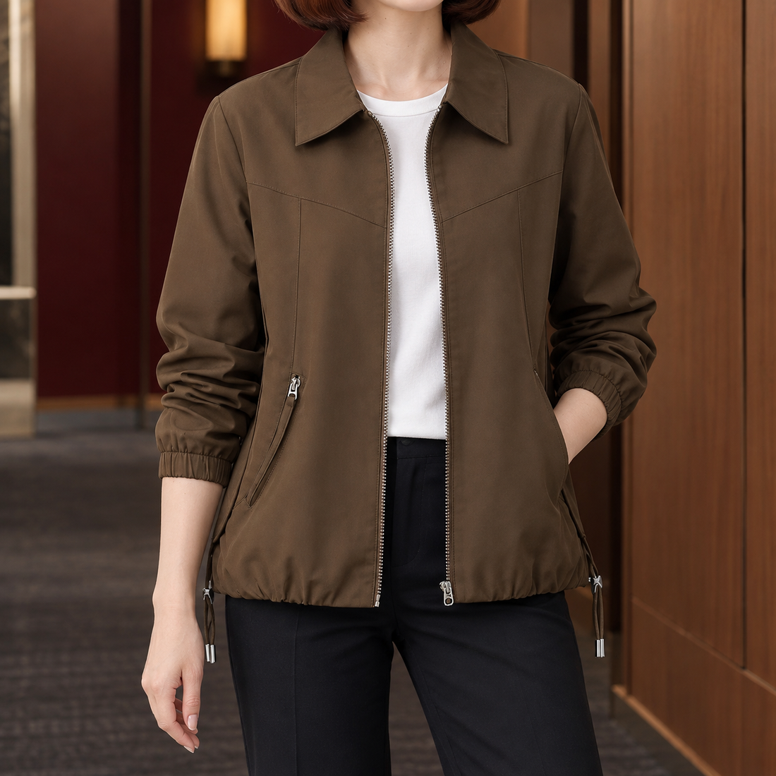 Henriette-Jane Zip Jacket - Coffee