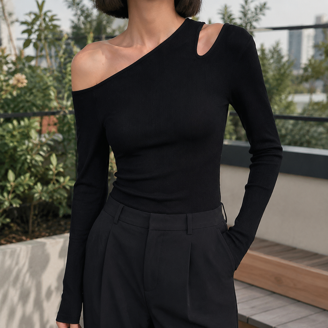 Petra-Marie Asymmetric Top - Black