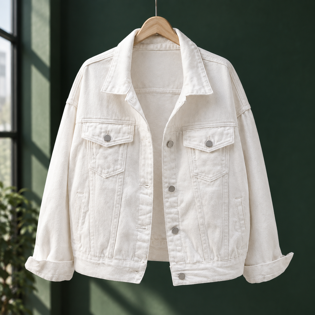 Olympia-Louise Relaxed Denim Jacket - White