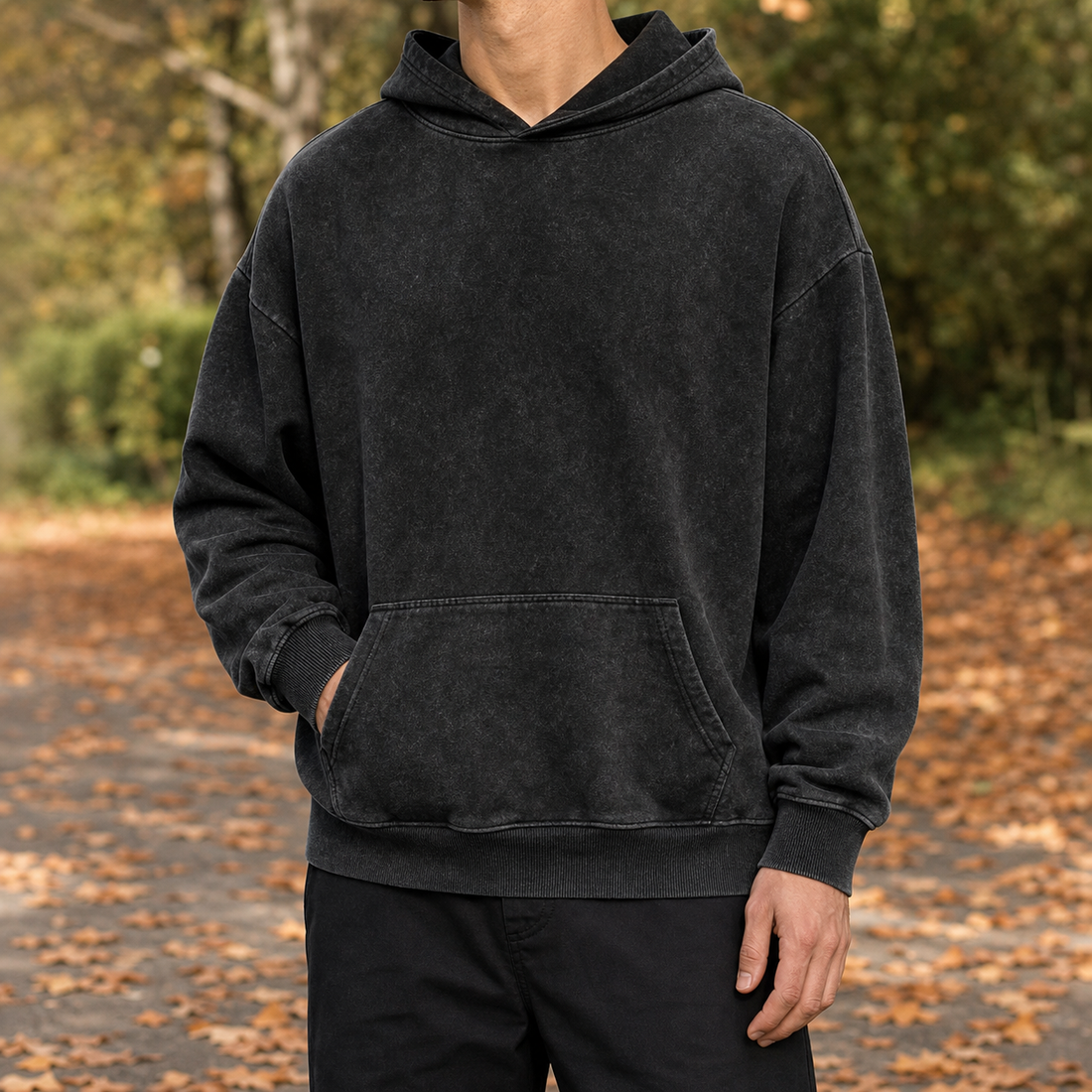 Romain-Lane Washed Hoodie - Black
