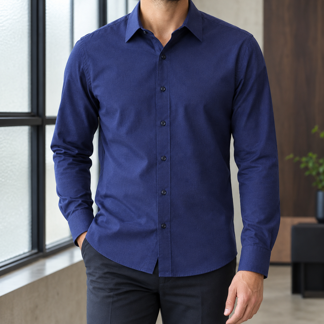 August-Rhys Relaxed Shirt - Dark Blue