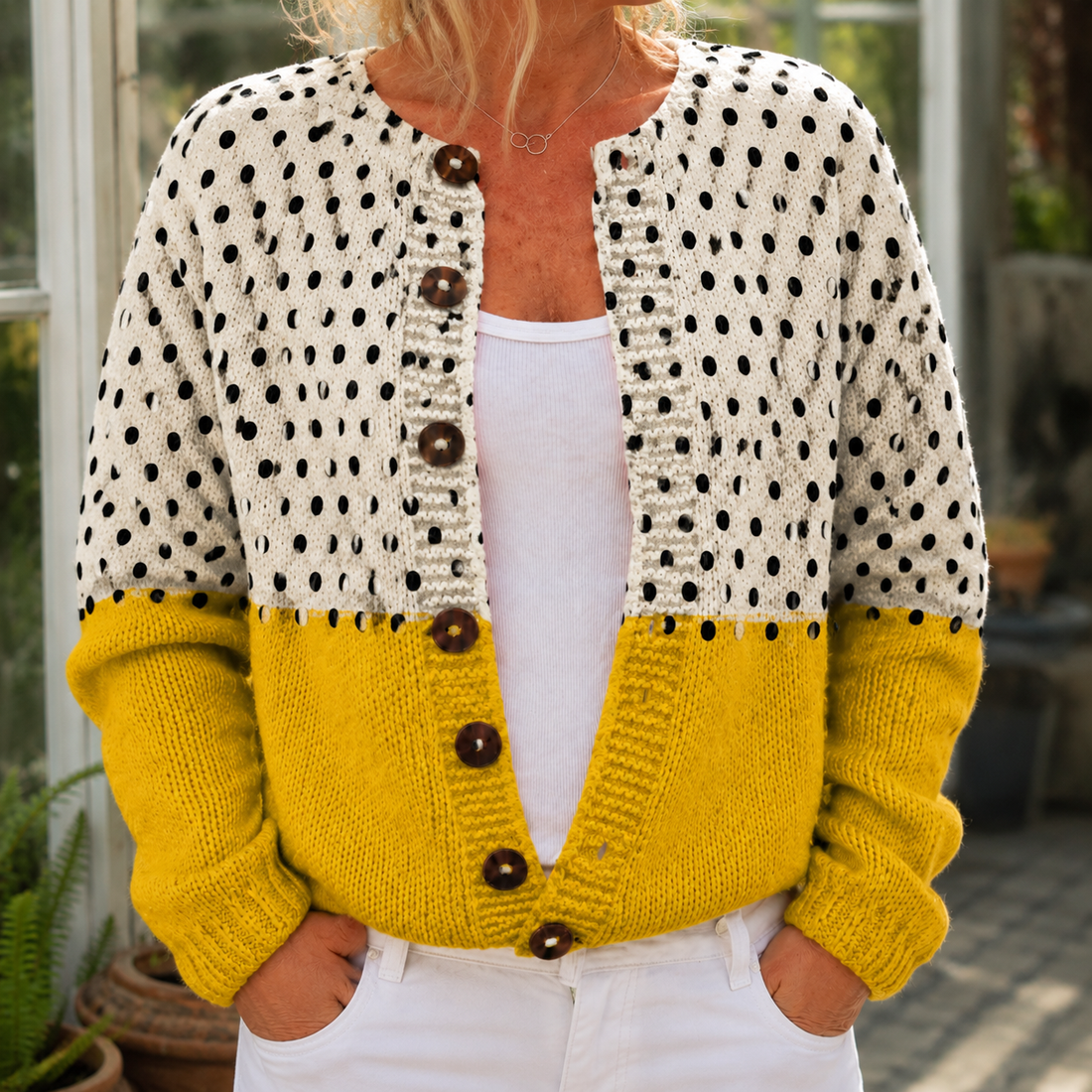 Thalia Polka Dot Sweater - Mustard Yellow