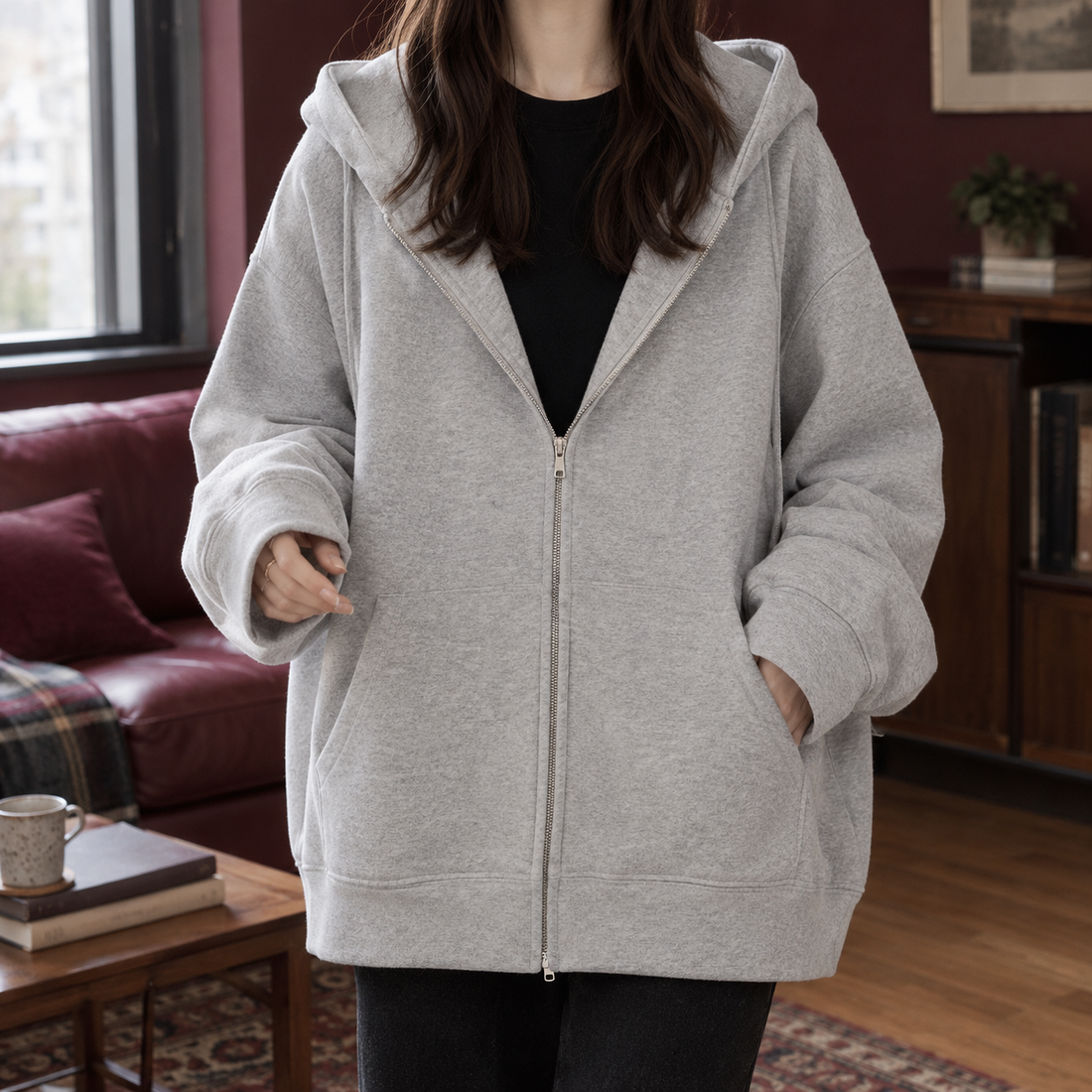 Constance-Claire Oversized Hoodie - Light Gray