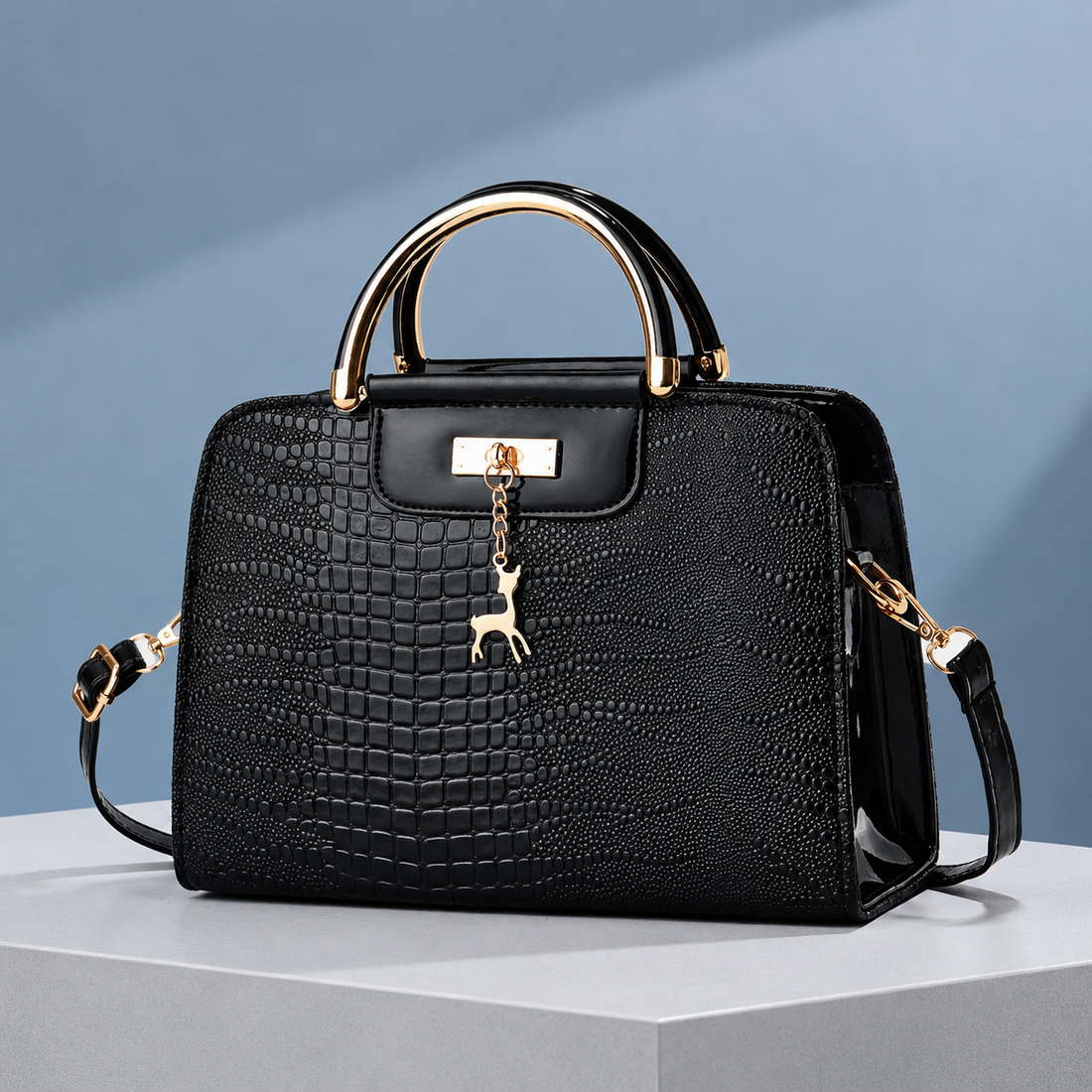 Donatelli Croc Handbag - Black