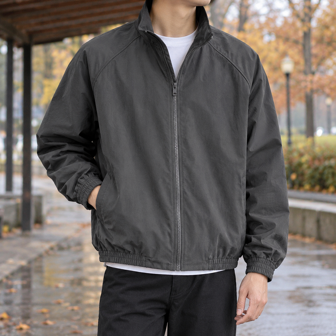 Lothaire-Wade Zip Bomber Jacket - Gray