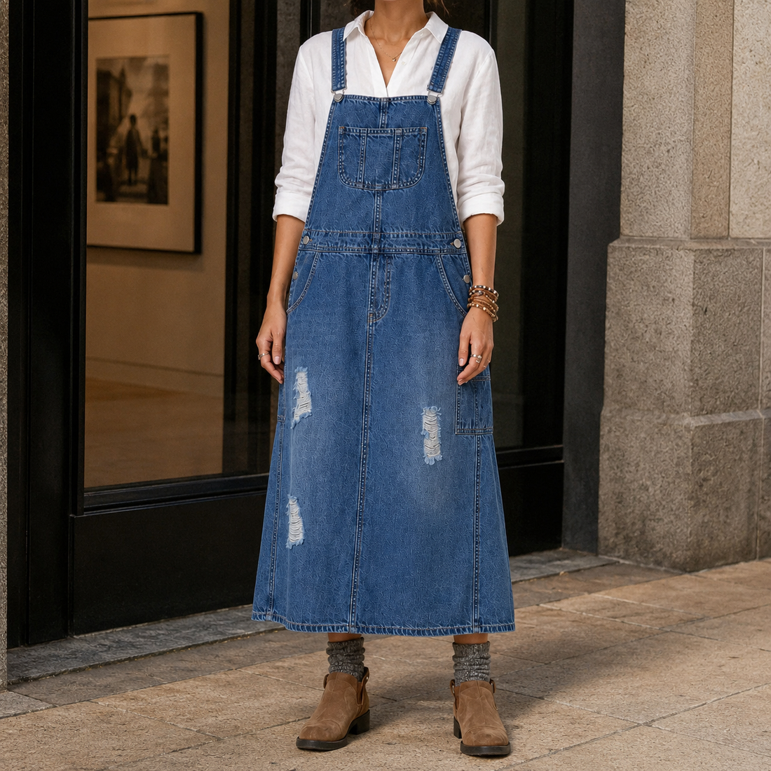 Valentina-Jade Overall Dress - Blue