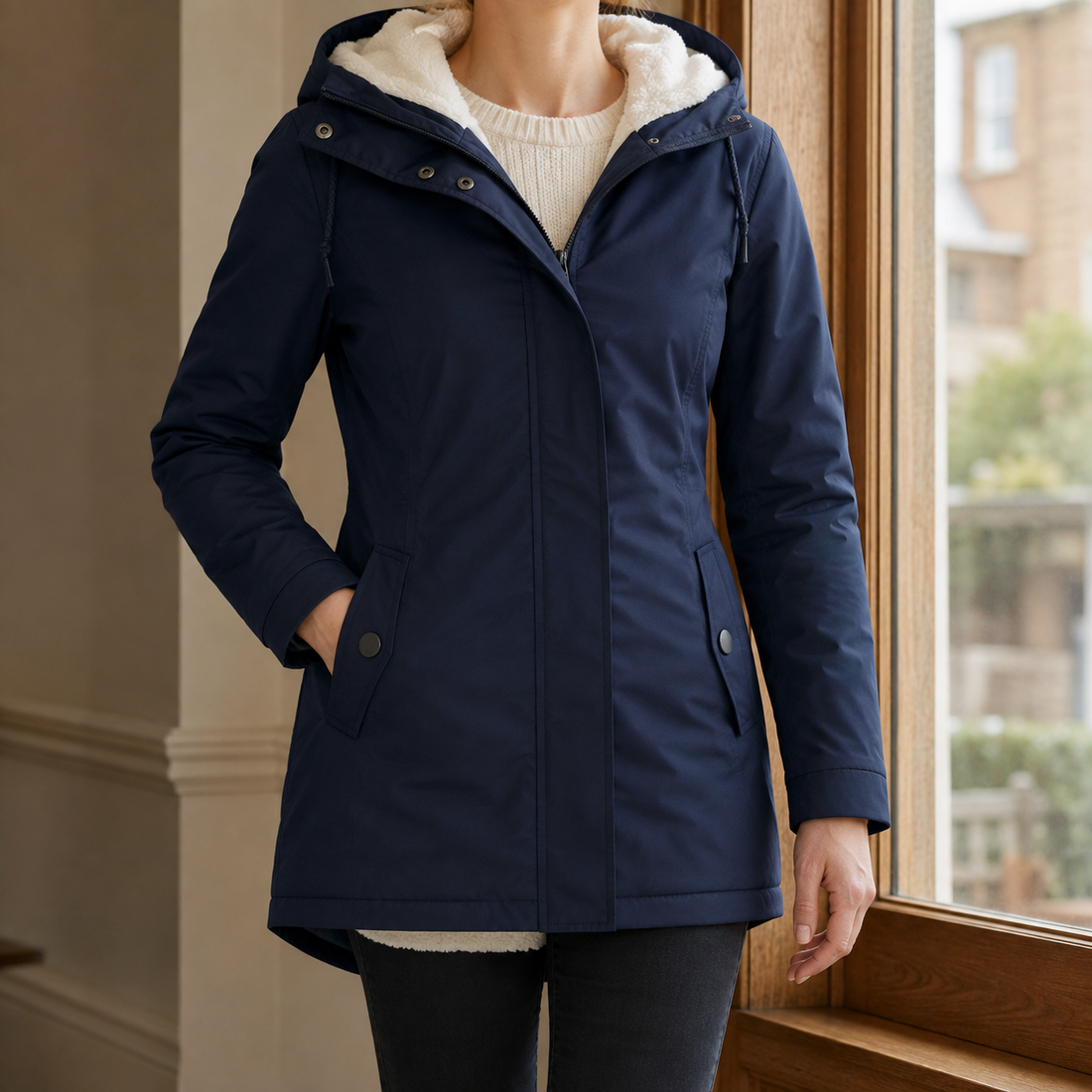 Vera-Rose Pile-Lined Parka - Navy Blue