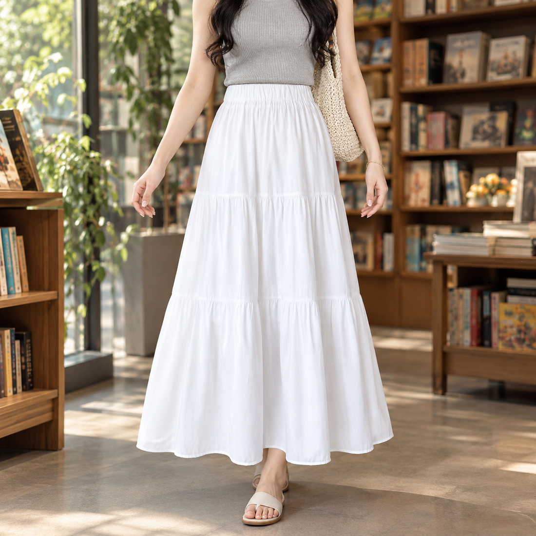 Aurore Tiered Maxi Skirt - White