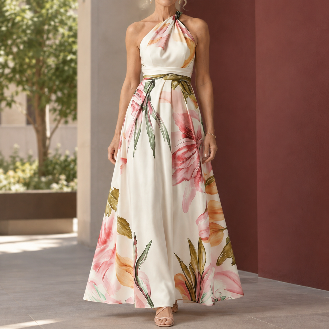 Estelle-Lane Halter Maxi Dress - White