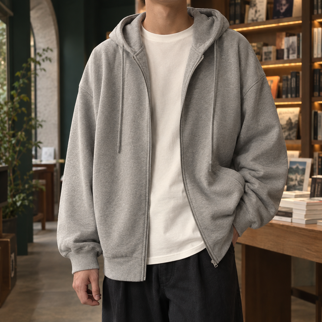 Merrick-Hayes Zip Hoodie Jacket - Gray
