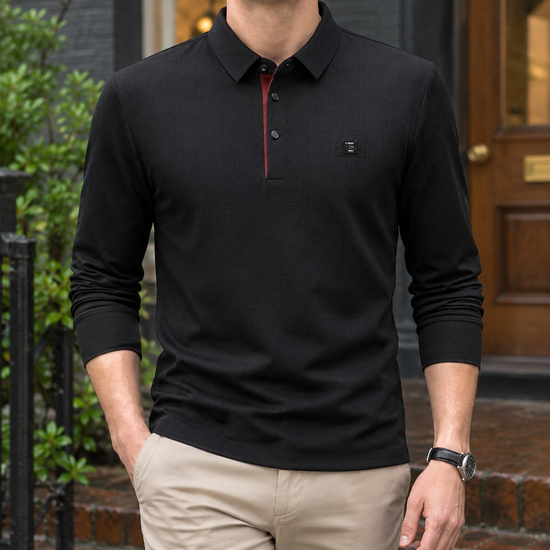 Ralph-Wren Long Sleeve Polo - Black