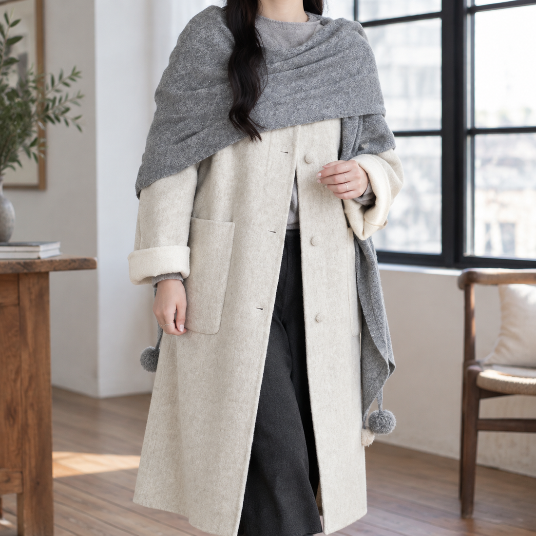 Harriet-Rose Wool Coat - Light Beige