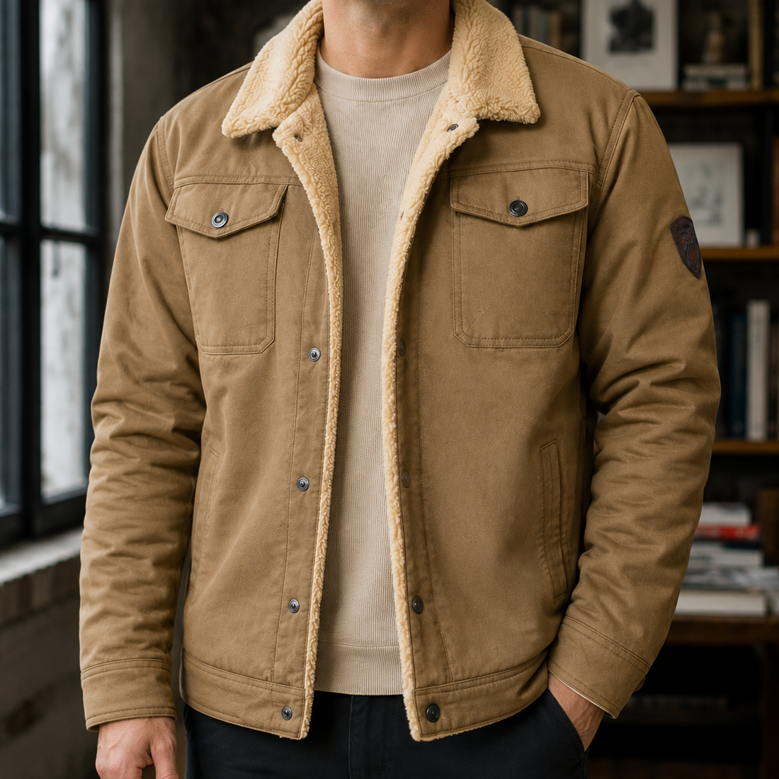 Philip Fleece Lined Jacket - Khaki