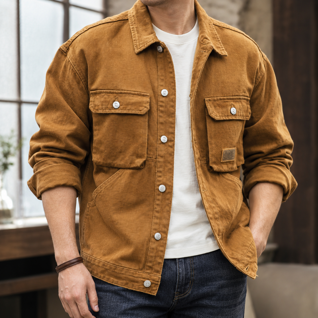 Giles-Lane Utility Jacket - Mustard