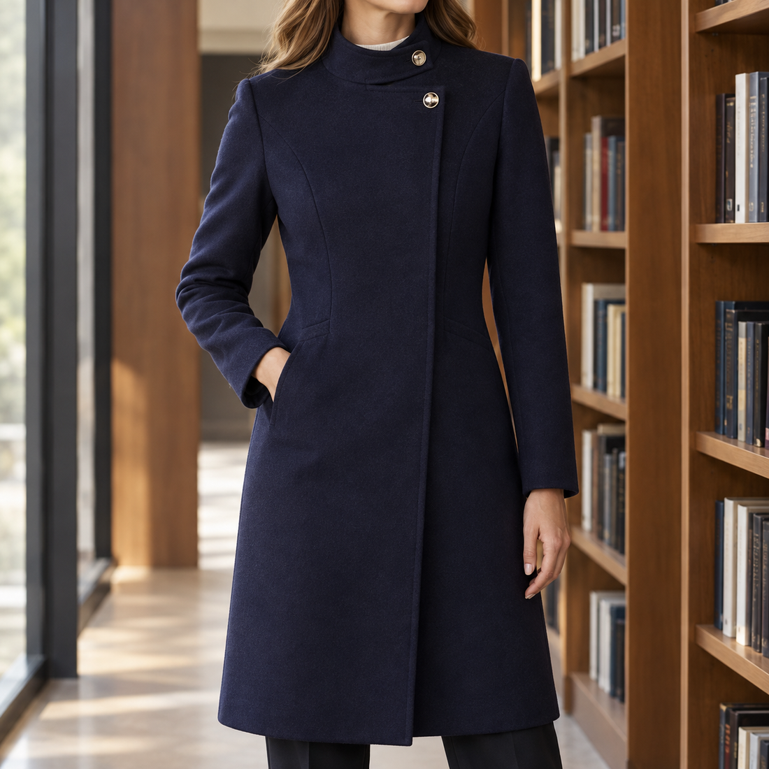 Celandine Stand Collar Coat - Blue