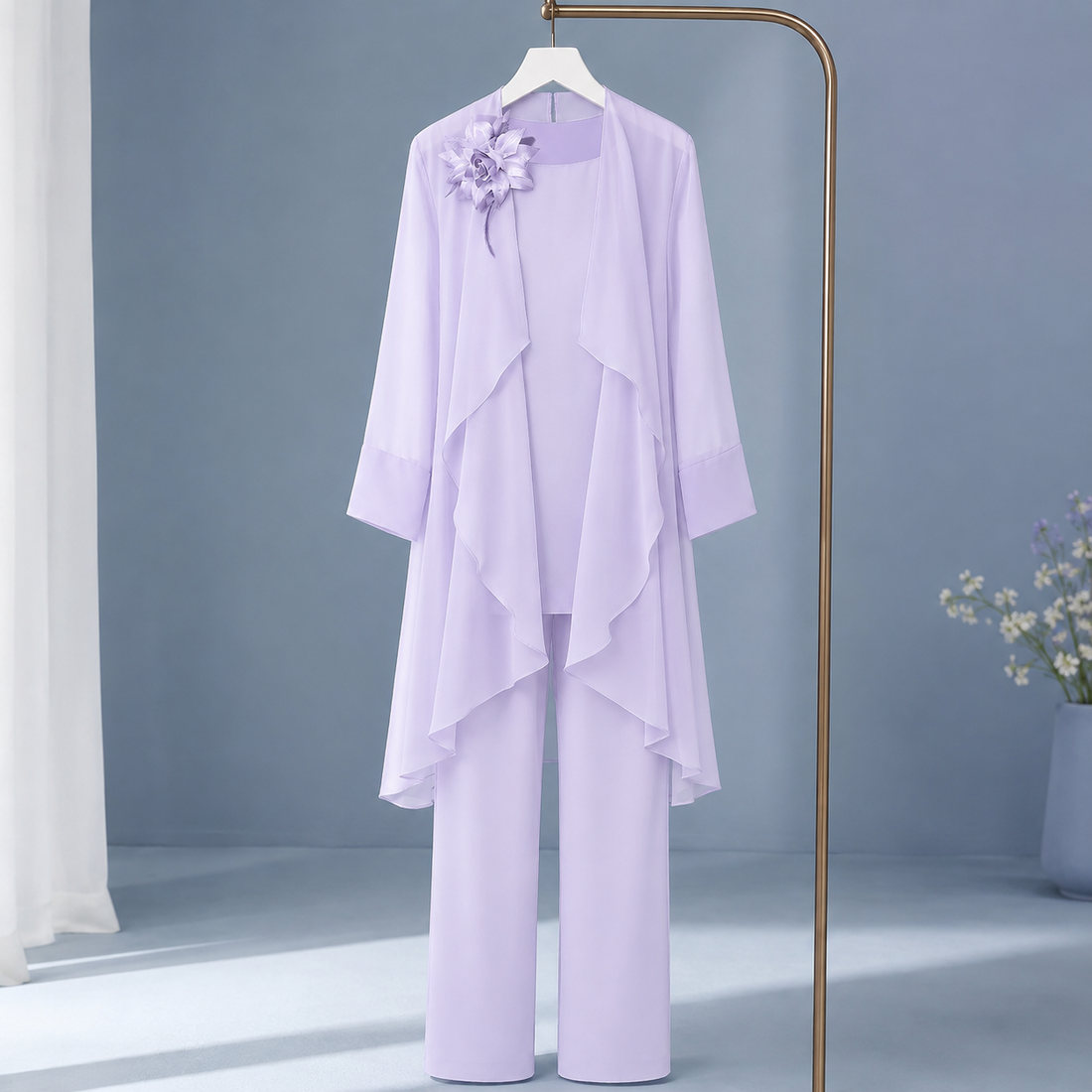 Mina-June Draped Pantsuit - Lilac