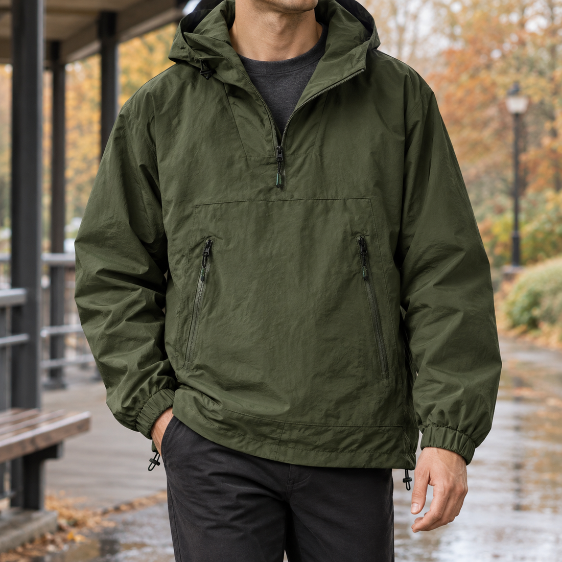 Eldric-Dean Anorak Jacket - Military Green