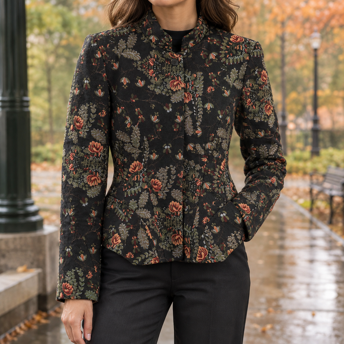 Camille-Lane Jacquard Jacket - Black