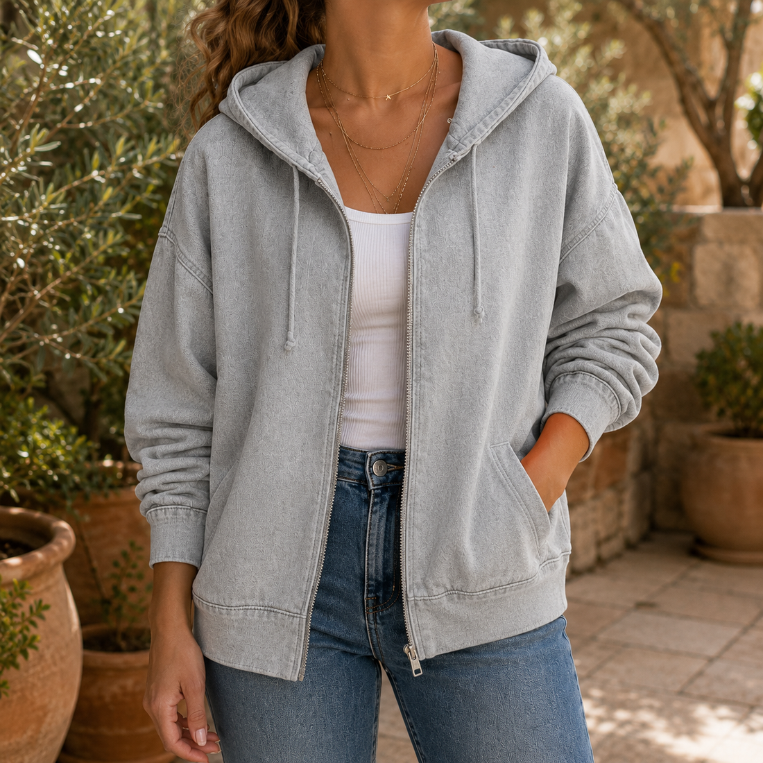 Olympia-Jane Washed Hoodie - Gray