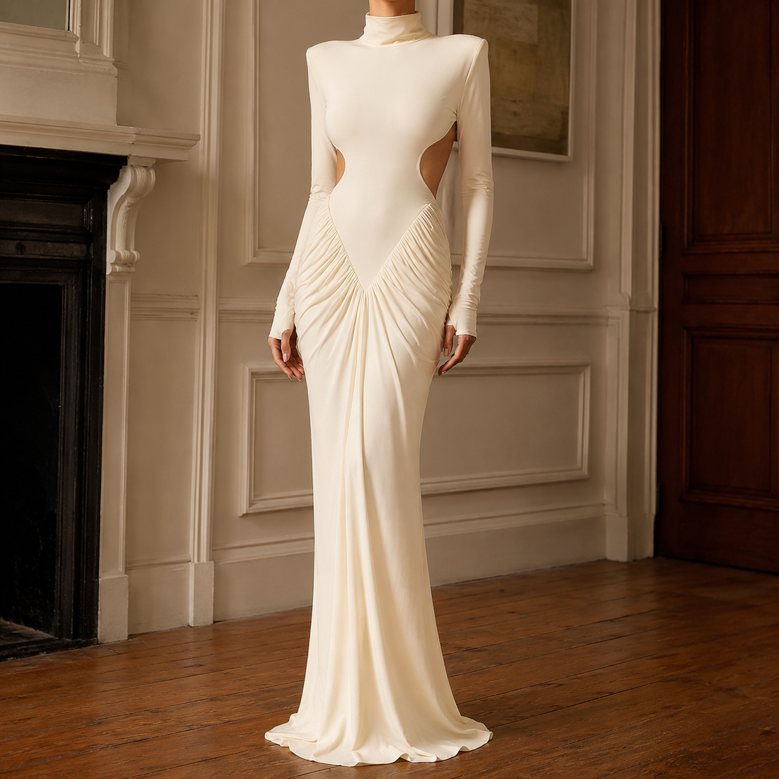 Noemie Cutout Maxi Dress - Light Apricot