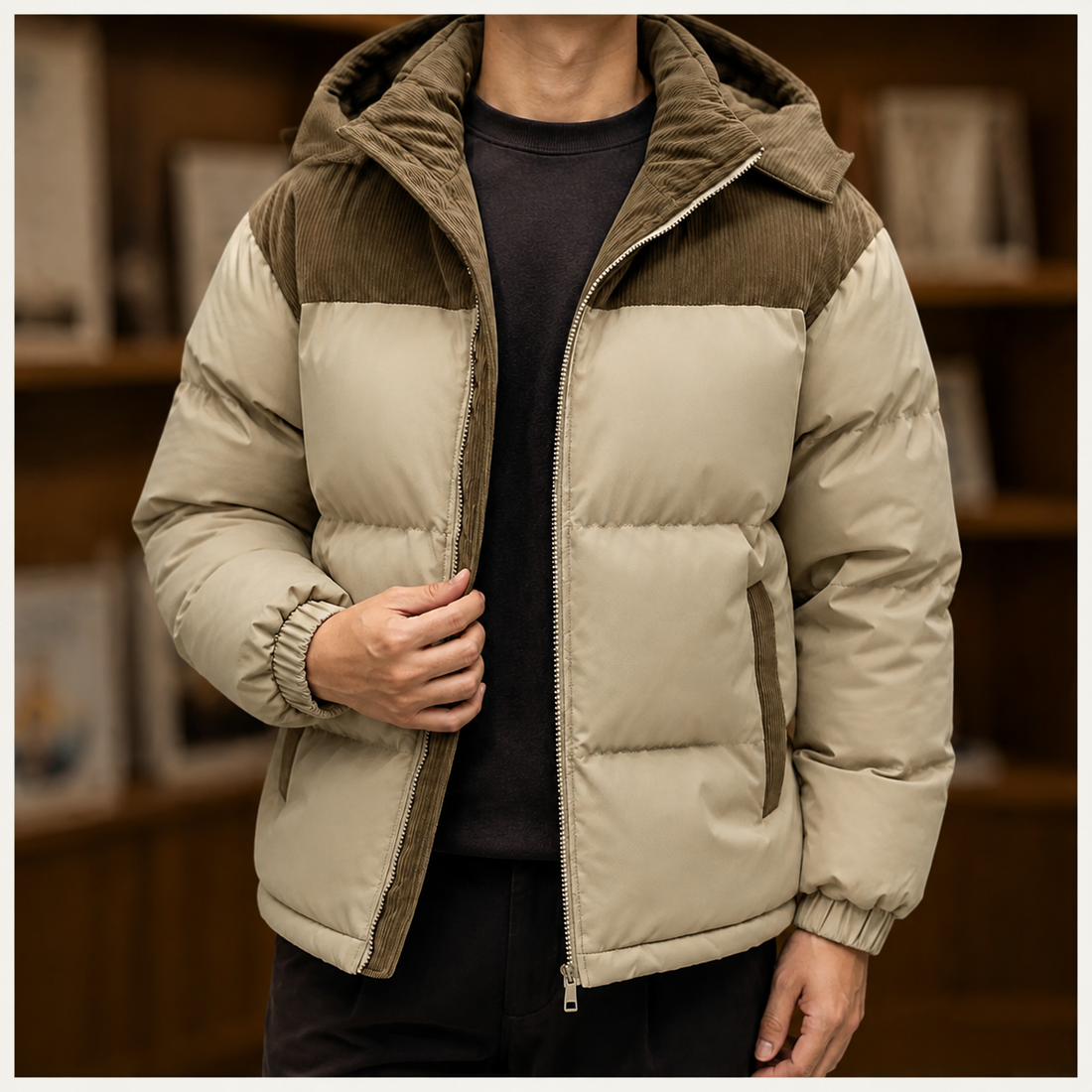 James Hooded Puffer Jacket - Khaki