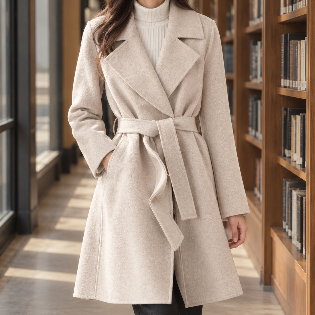 Sophie-Lane Belted Coat - Beige